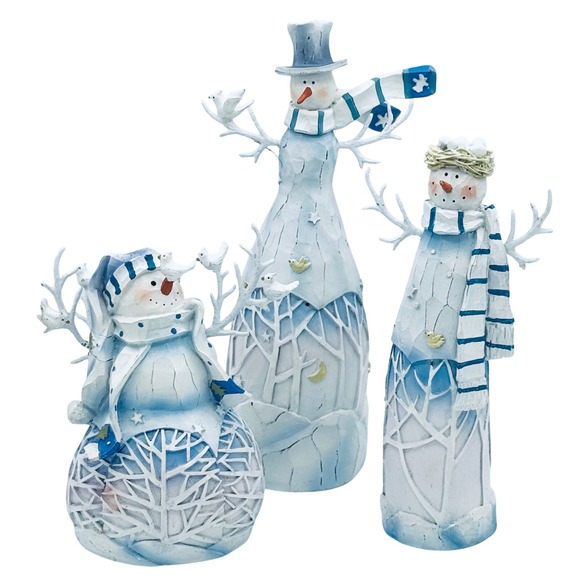 Ganz Snowman Figurines‎ Set of 3 Winter Holiday Decor Birds Stars EX9216 - Picture 1 of 13